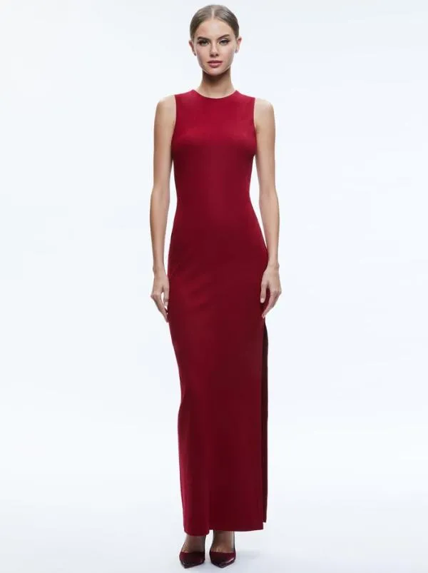 Dresses Women Alice Olivia DELORA SLEEVELESS MAXI DRESS Bordeaux