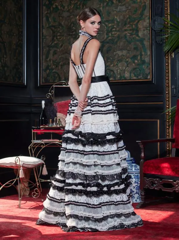 Dresses Women Alice Olivia DENITA BUSTIER RUFFLE GOWN Creamblack