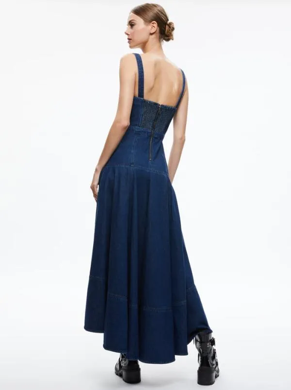 Dresses Women Alice Olivia DONELLA DENIM HIGH LOW DRESS Love Train