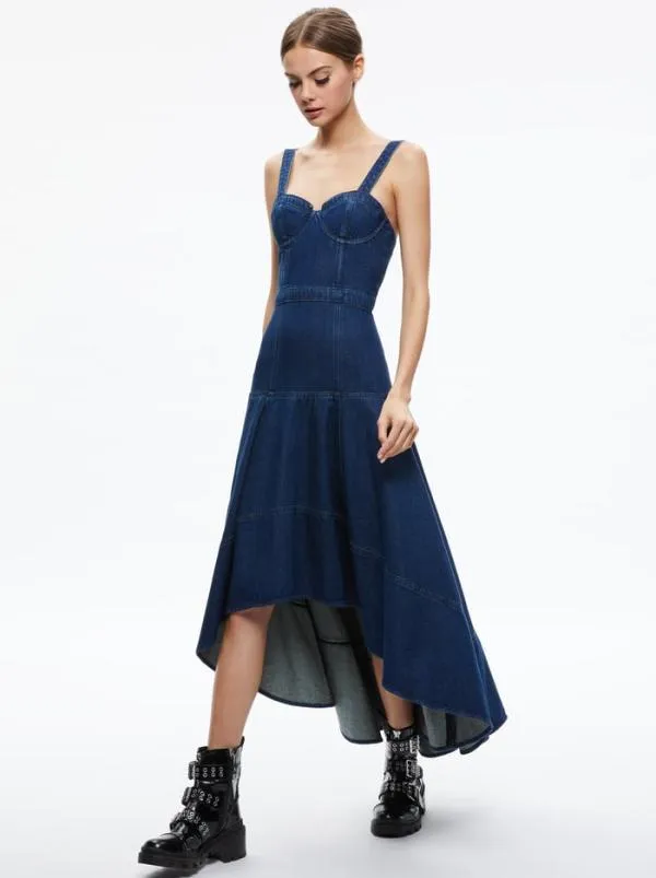 Dresses Women Alice Olivia DONELLA DENIM HIGH LOW DRESS Love Train