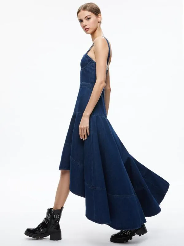 Dresses Women Alice Olivia DONELLA DENIM HIGH LOW DRESS Love Train