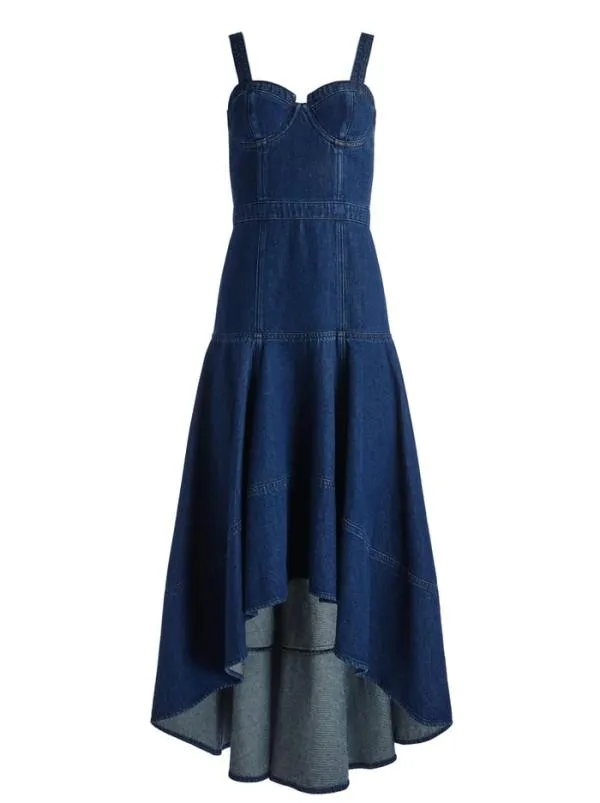 Dresses Women Alice Olivia DONELLA DENIM HIGH LOW DRESS Love Train