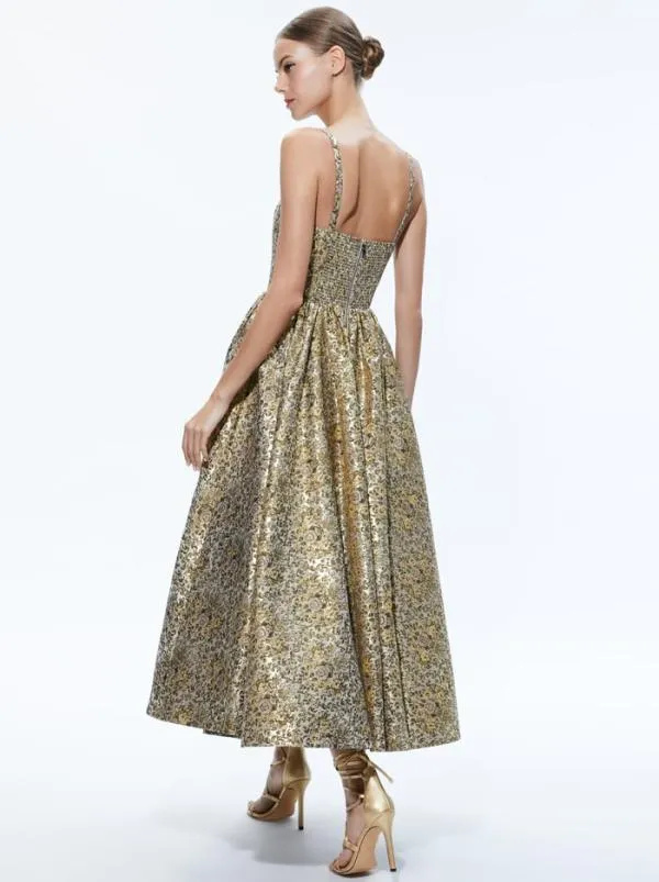 Dresses Women Alice Olivia FAY MIDI DRESS Champagne Multi