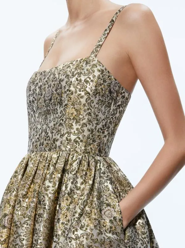 Dresses Women Alice Olivia FAY MIDI DRESS Champagne Multi