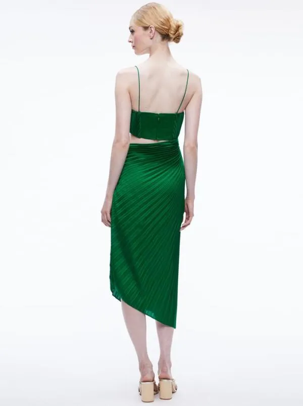 Dresses Women Alice Olivia FAYETH CUT OUT ASYMMETRICAL HEM MIDI DRESS Emerald