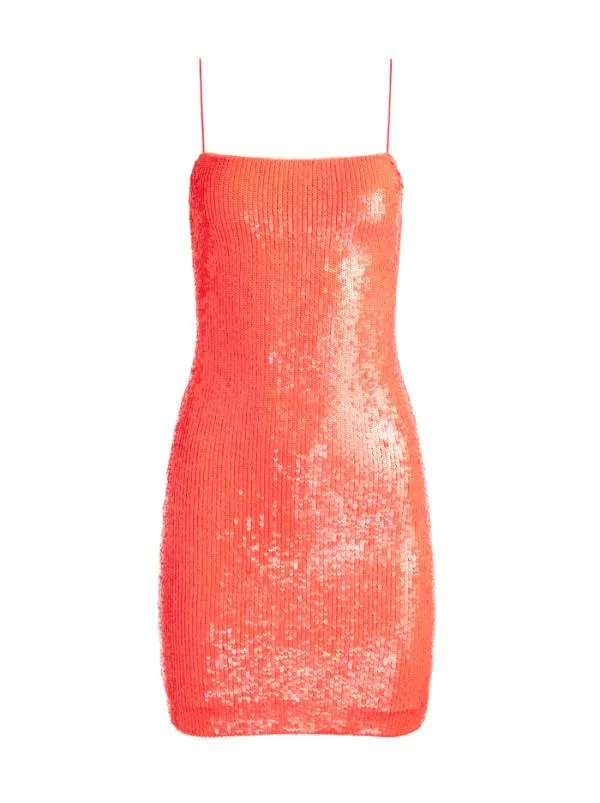 Dresses Women Alice Olivia FIFI SEQUIN FITTED MINI CAMI DRESS Coral Sunset