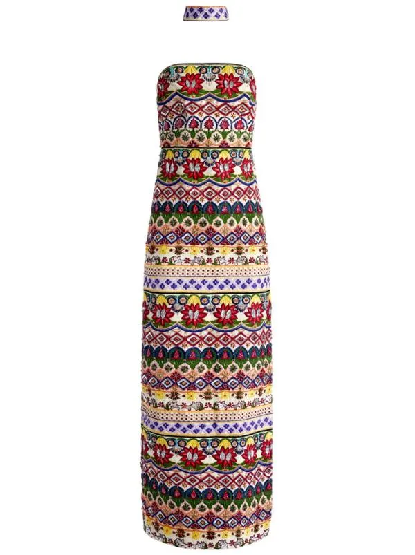 Dresses Women Alice Olivia GEORGIE CHOKER STRAPLESS GOWN Champagnemulti