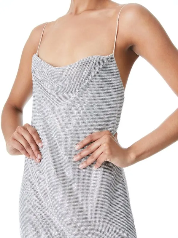Dresses Women Alice Olivia HARMONY CRYSTAL MINI DRESS Silverchainmail
