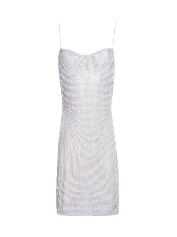 Dresses Women Alice Olivia HARMONY CRYSTAL MINI DRESS Silverchainmail