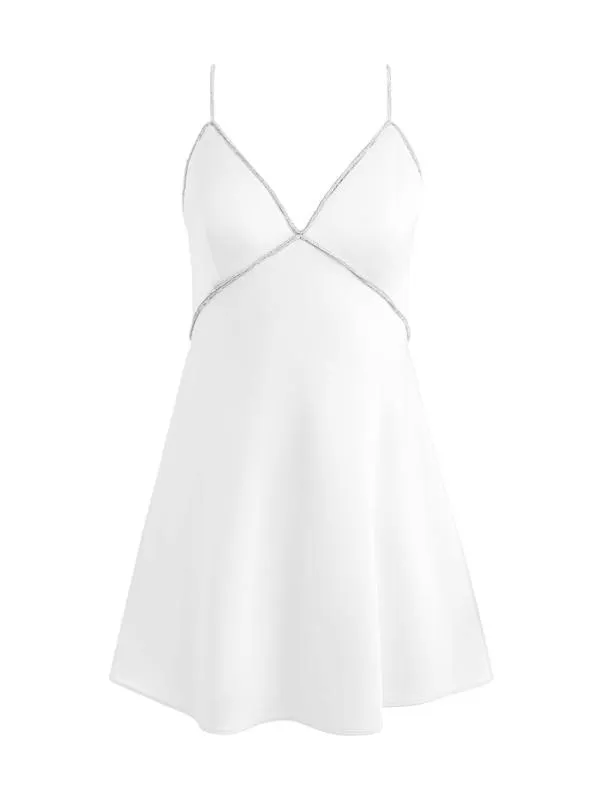 Dresses Women Alice Olivia JULIENNE EMBELLISHED VNECK MINI DRESS Off White