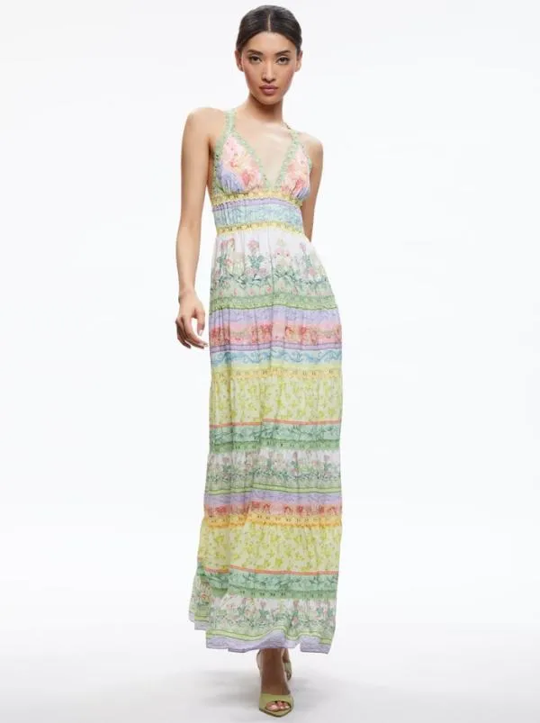 Dresses Women Alice Olivia KAROLINA HALTER MAXI DRESS Floral Fest