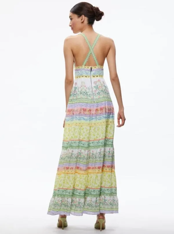 Dresses Women Alice Olivia KAROLINA HALTER MAXI DRESS Floral Fest