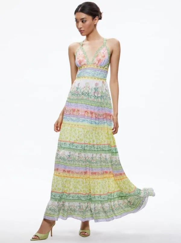 Dresses Women Alice Olivia KAROLINA HALTER MAXI DRESS Floral Fest
