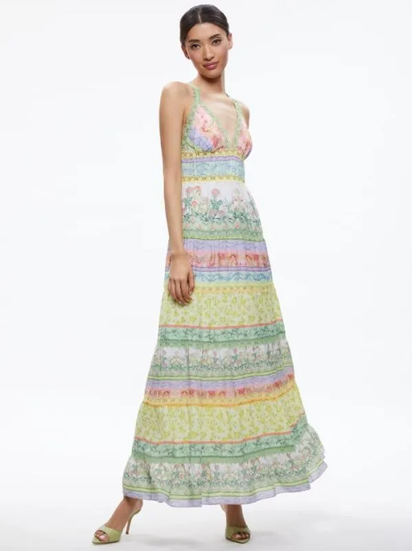 Dresses Women Alice Olivia KAROLINA HALTER MAXI DRESS Floral Fest