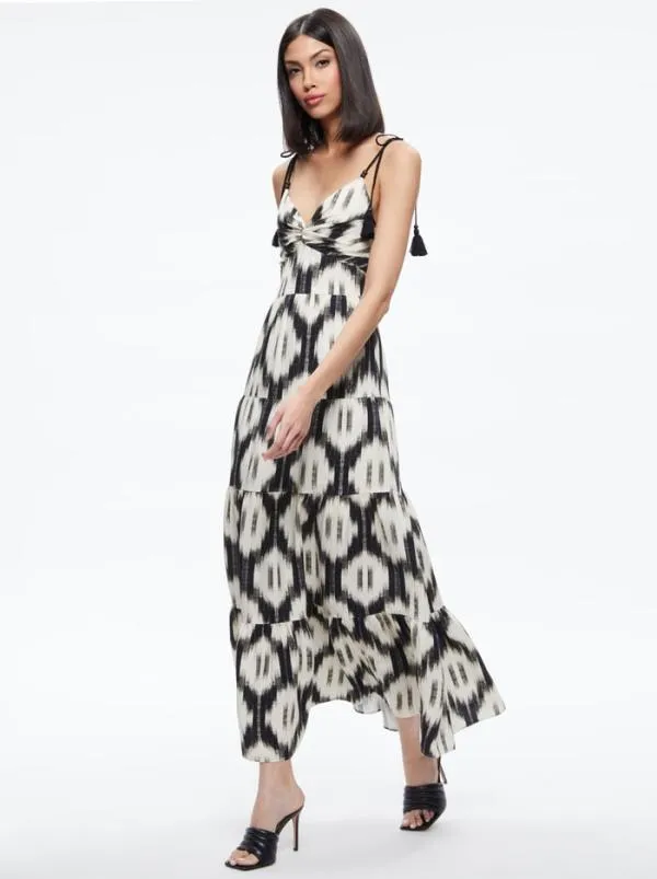 Dresses Women Alice Olivia KATARA TWIST TOP TIERED MAXI DRESS Classic Ikat