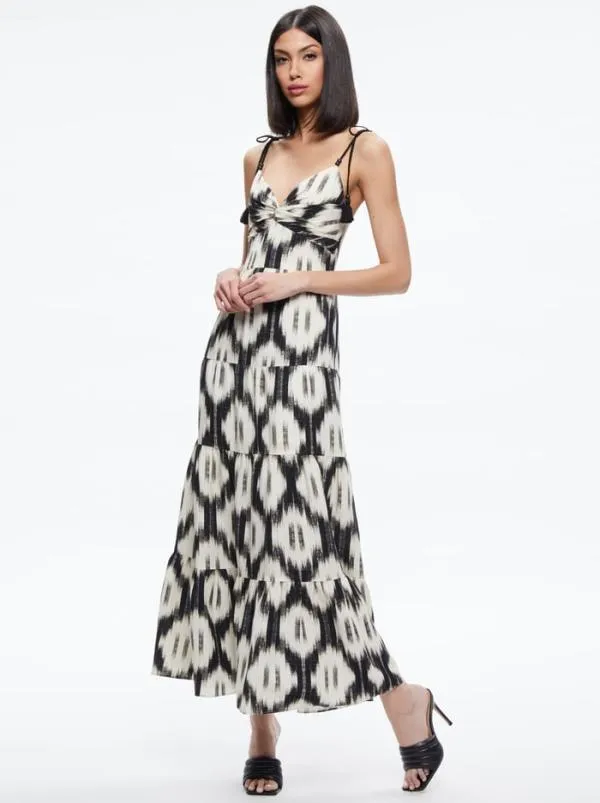 Dresses Women Alice Olivia KATARA TWIST TOP TIERED MAXI DRESS Classic Ikat