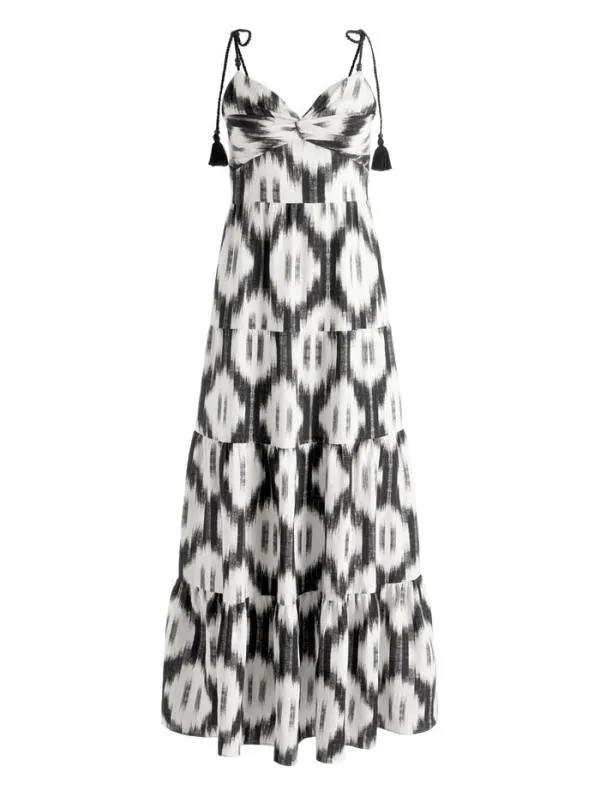 Dresses Women Alice Olivia KATARA TWIST TOP TIERED MAXI DRESS Classic Ikat