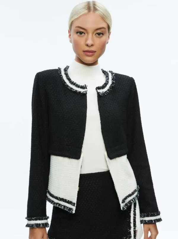 Dresses Women Alice Olivia KIDMAN TWOFER TWEED JACKET Blackoff White