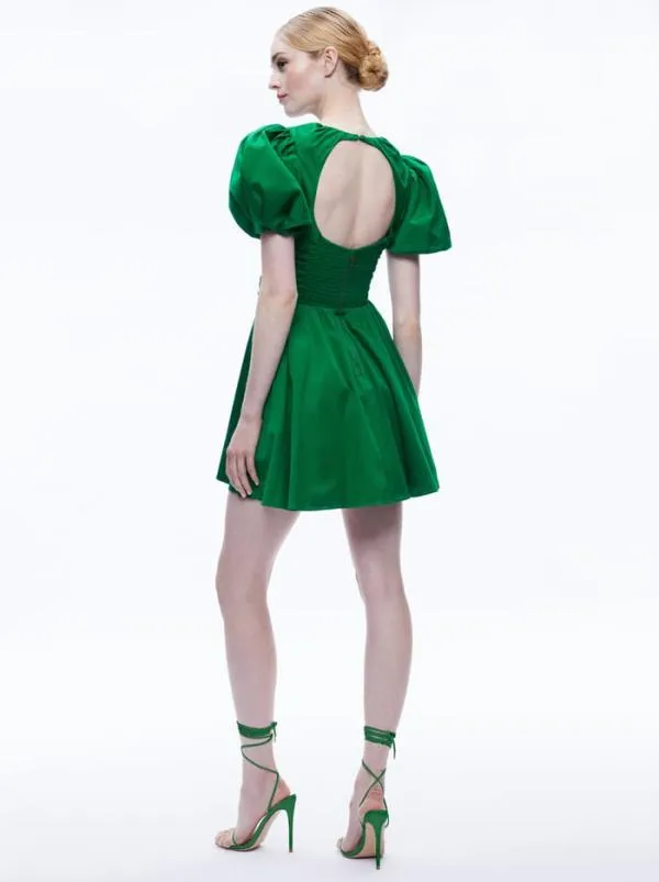 Dresses Women Alice Olivia KYLAN PUFF SLEEVE MINI DRESS Emerald