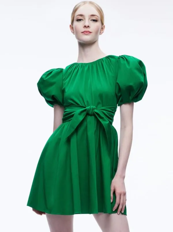 Dresses Women Alice Olivia KYLAN PUFF SLEEVE MINI DRESS Emerald