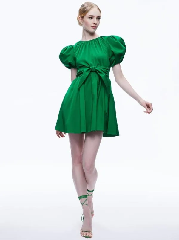 Dresses Women Alice Olivia KYLAN PUFF SLEEVE MINI DRESS Emerald