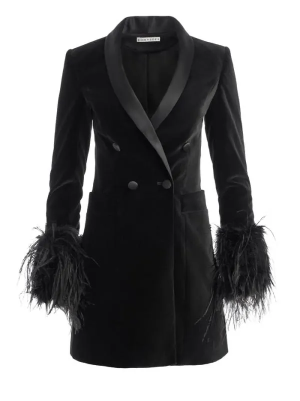 Dresses Women Alice Olivia LATOYA FEATHER CUFF BLAZER MINI DRESS Blackblack
