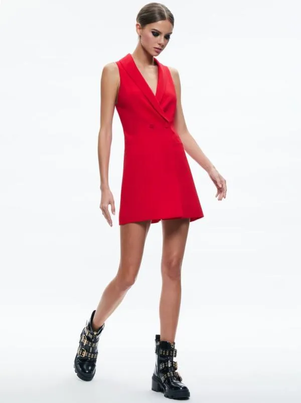 Dresses Women Alice Olivia LATOYA SLEEVELESS BLAZER MINI DRESS Perfect Ruby
