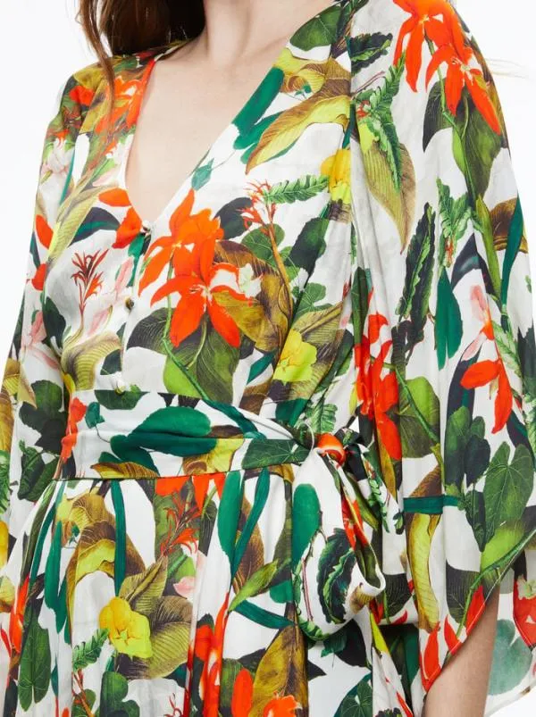Dresses Women Alice Olivia MARVA BELTED MINI DRESS Tropical Sunrise Off White
