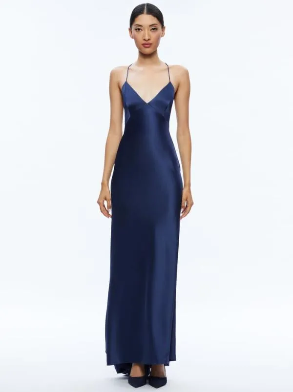 Dresses Women Alice Olivia MONTANA LACE UP BACK MAXI GOWN Azure
