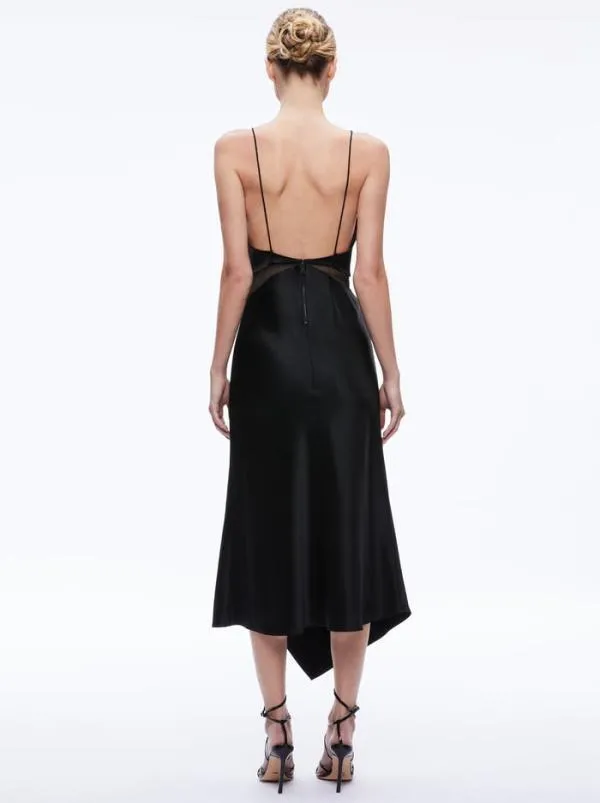 Dresses Women Alice Olivia MORIAH SHEER CUTOUT MIDI DRESS Black