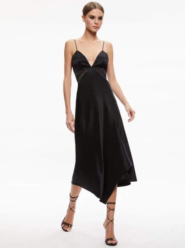 Dresses Women Alice Olivia MORIAH SHEER CUTOUT MIDI DRESS Black