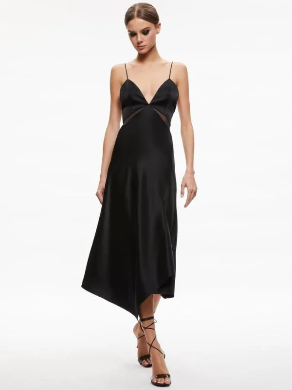 Dresses Women Alice Olivia MORIAH SHEER CUTOUT MIDI DRESS Black