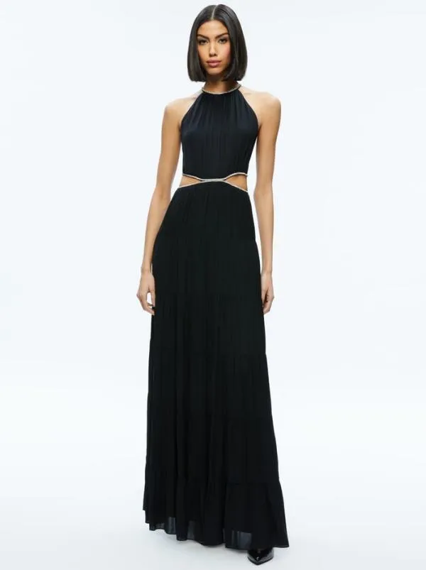 Dresses Women Alice Olivia MYRTICE EMBELLISHED CUT OUT MAXI DRESS Black