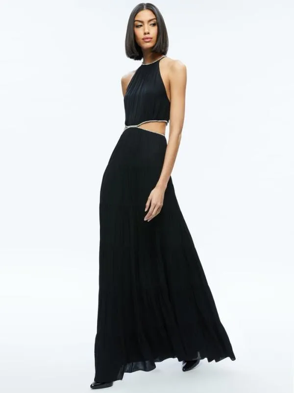 Dresses Women Alice Olivia MYRTICE EMBELLISHED CUT OUT MAXI DRESS Black