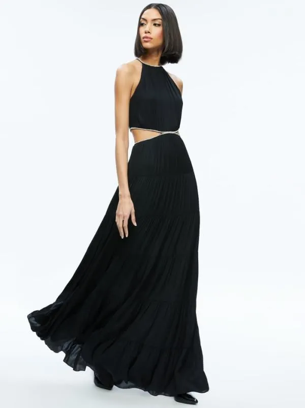 Dresses Women Alice Olivia MYRTICE EMBELLISHED CUT OUT MAXI DRESS Black