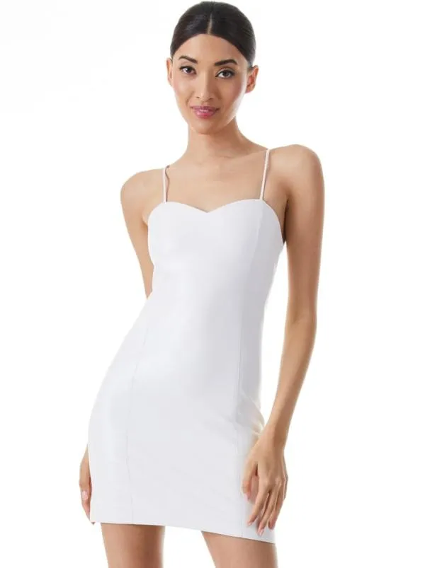 Dresses Women Alice Olivia NELLE VEGAN LEATHER SWEETHEART DRESS Off White