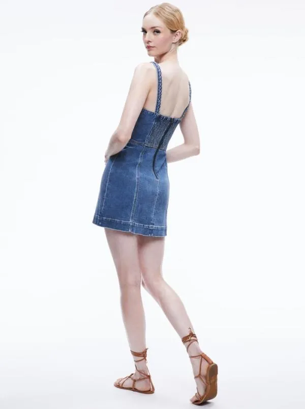 Dresses Women Alice Olivia RAYLENE DENIM BUSTIER MINI DRESS Avery Blue