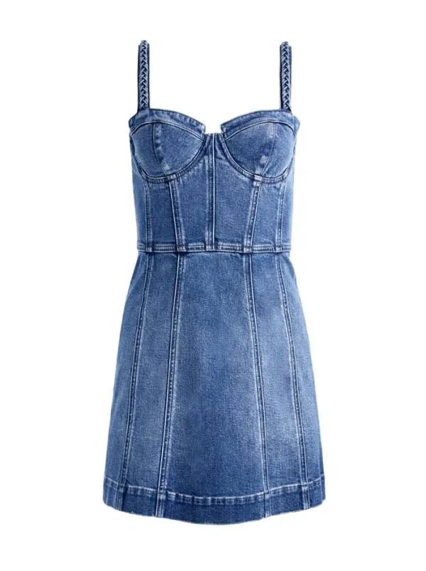 Dresses Women Alice Olivia RAYLENE DENIM BUSTIER MINI DRESS Avery Blue