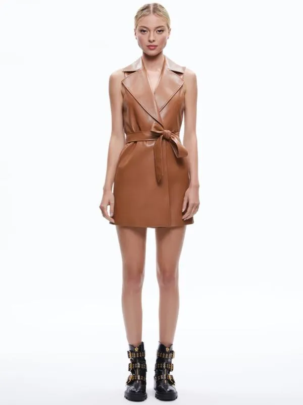 Dresses Women Alice Olivia ROZLYNN VEGAN LEATHER BELTED VEST Camel