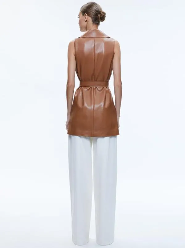 Dresses Women Alice Olivia ROZLYNN VEGAN LEATHER BELTED VEST Camel