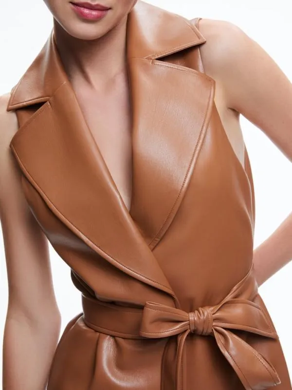 Dresses Women Alice Olivia ROZLYNN VEGAN LEATHER BELTED VEST Camel