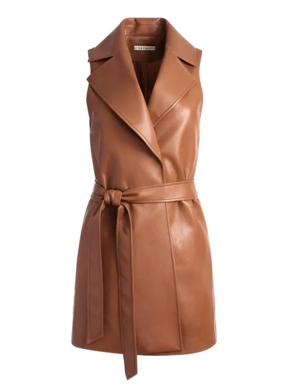 Dresses Women Alice Olivia ROZLYNN VEGAN LEATHER BELTED VEST Camel