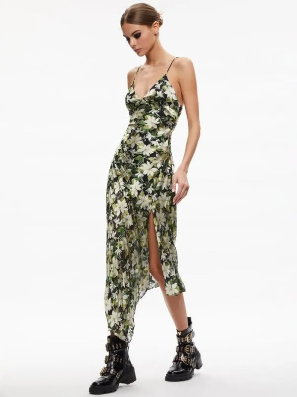 Dresses Women Alice Olivia SHAWNA ASYMMETRICAL SLIP DRES Moonlight Floral