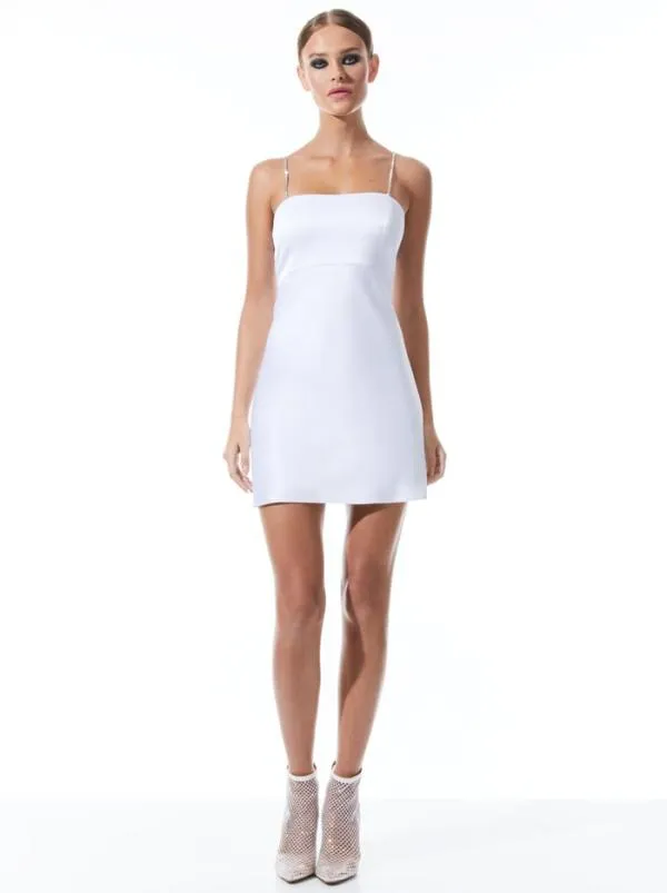 Dresses Women Alice Olivia SUTTON CRYSTAL STRAP MINI DRESS White