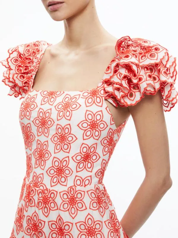 Dresses Women Alice Olivia TAWNY SQUARE NECK RUFFLE TIERED MAXI DRESS Multi