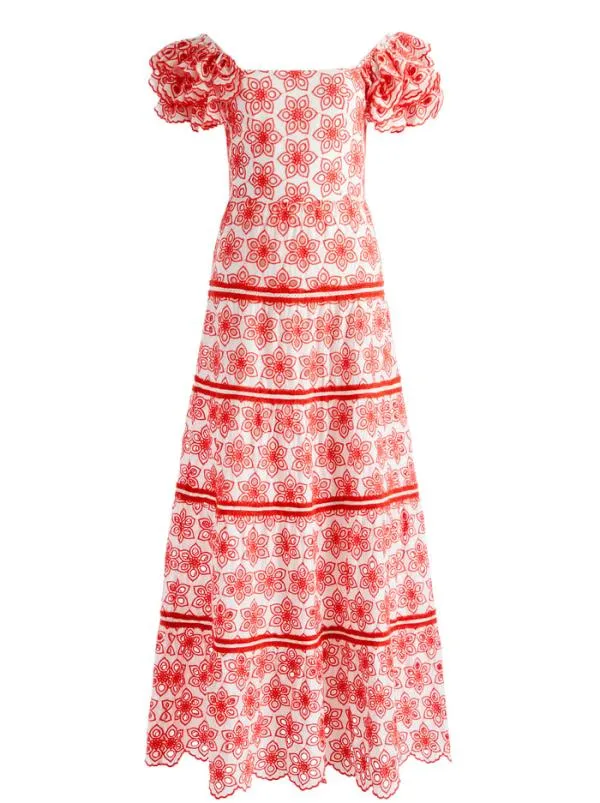 Dresses Women Alice Olivia TAWNY SQUARE NECK RUFFLE TIERED MAXI DRESS Multi