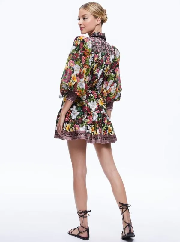 Dresses Women Alice Olivia TIFFIE PUFF SLEEVE MINI DRESS Juniper Floral Black