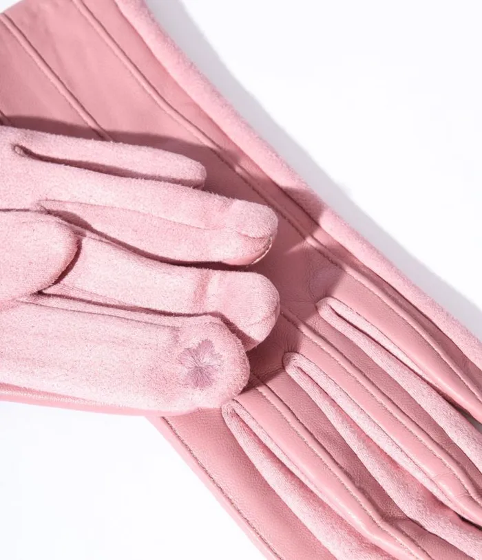 Dusty Pink Suede Leatherette Gloves Accessories Unique Vintage Gloves and Scarves