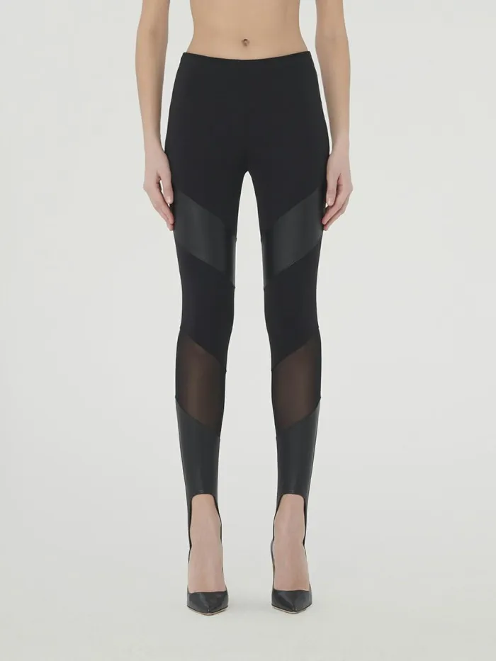 Eco Vegan Stirrup Trousers Black Women Wolford Trousers and Jumpsuits
