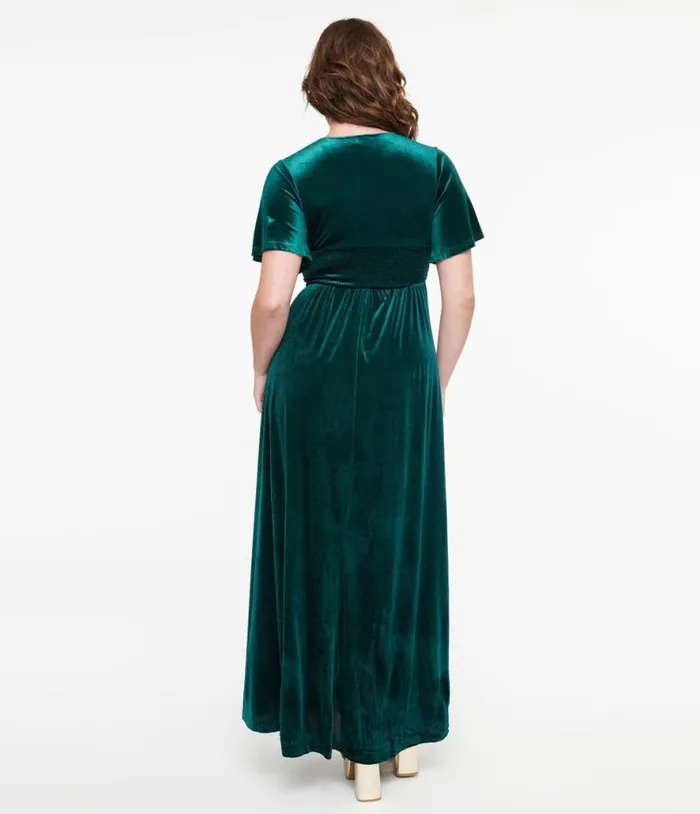 Emerald Velvet Berenice Maxi Dress Dresses Unique Vintage Maxi